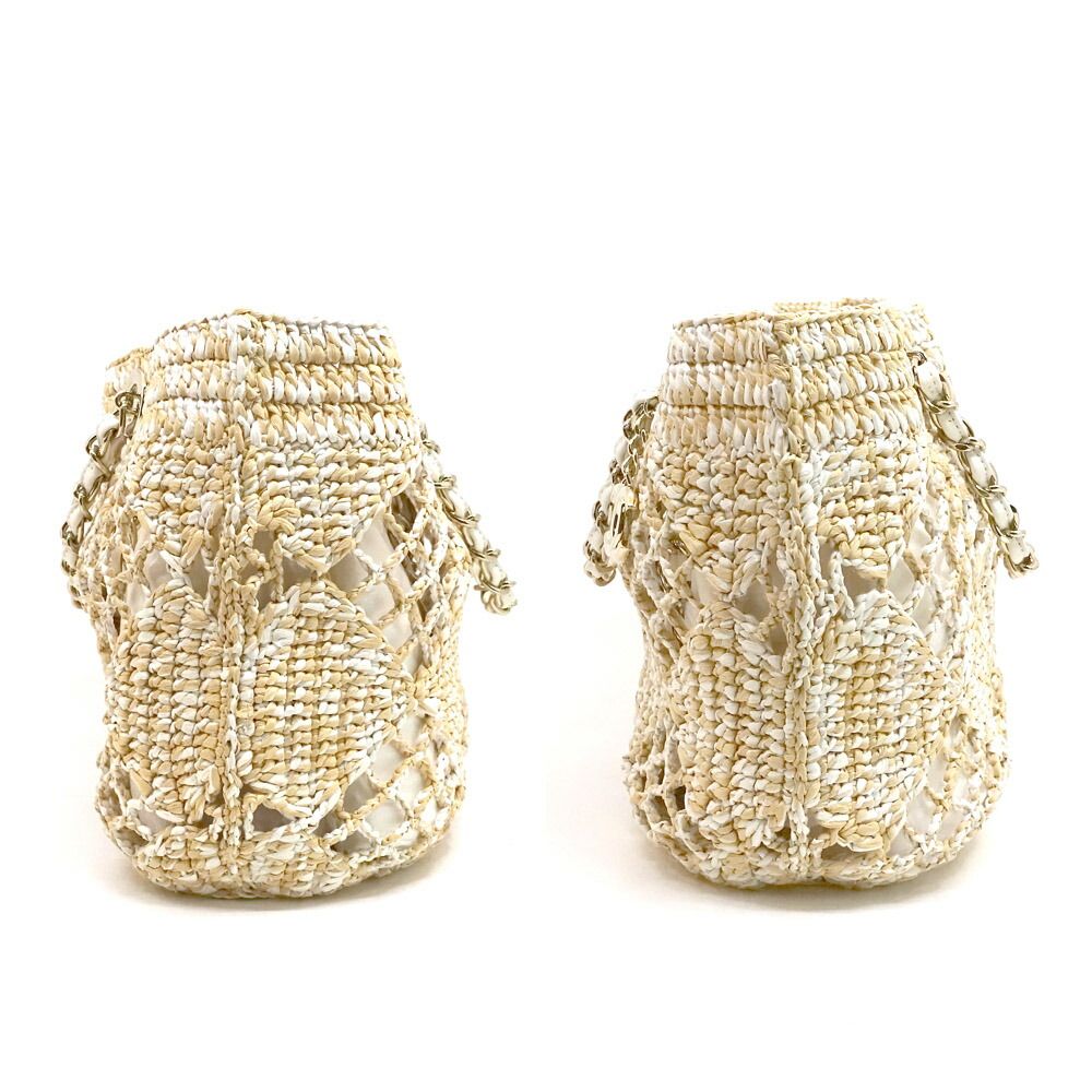 Chanel Small Shopping Tote Beige CC Logo Random Cereal Raffia — view 4