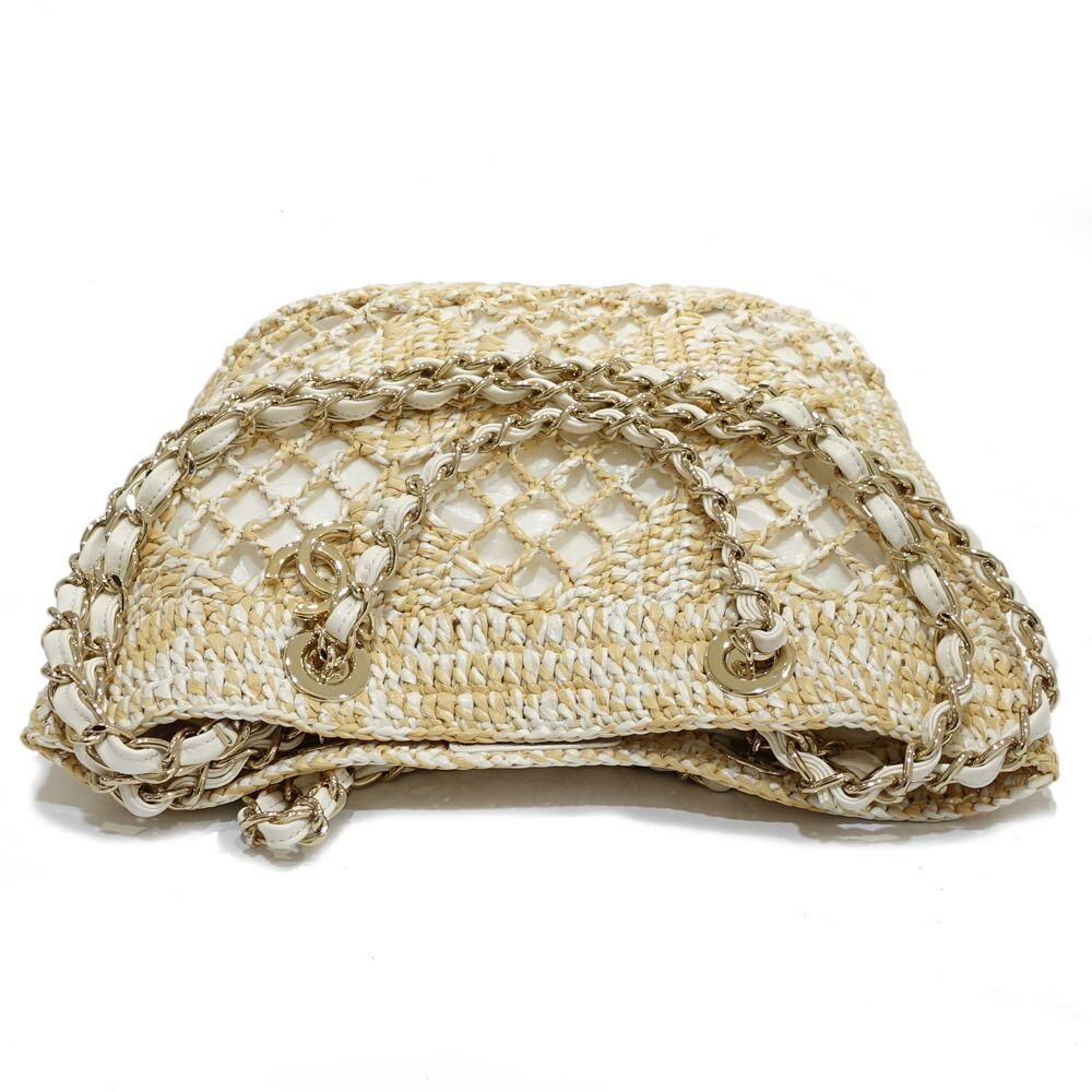 Chanel Small Shopping Tote Beige CC Logo Random Cereal Raffia — view 5