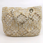 Chanel Small Shopping Tote Beige CC Logo Random Cereal Raffia — view 3