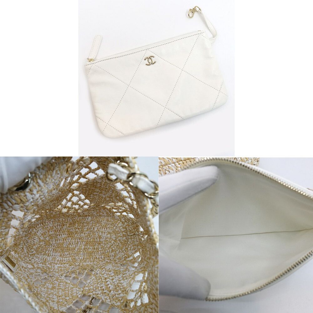 Chanel Small Shopping Tote Beige CC Logo Random Cereal Raffia — view 8