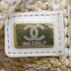 Chanel Small Shopping Tote Beige CC Logo Random Cereal Raffia — view 9