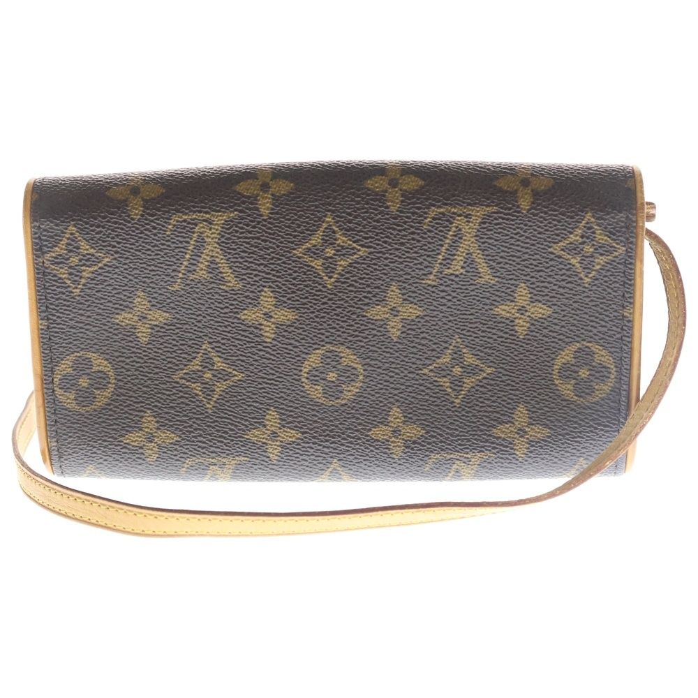 Louis Vuitton Monogram Pochette Twin PM Mini Shoulder Bag Brown Leather Gold — view 2