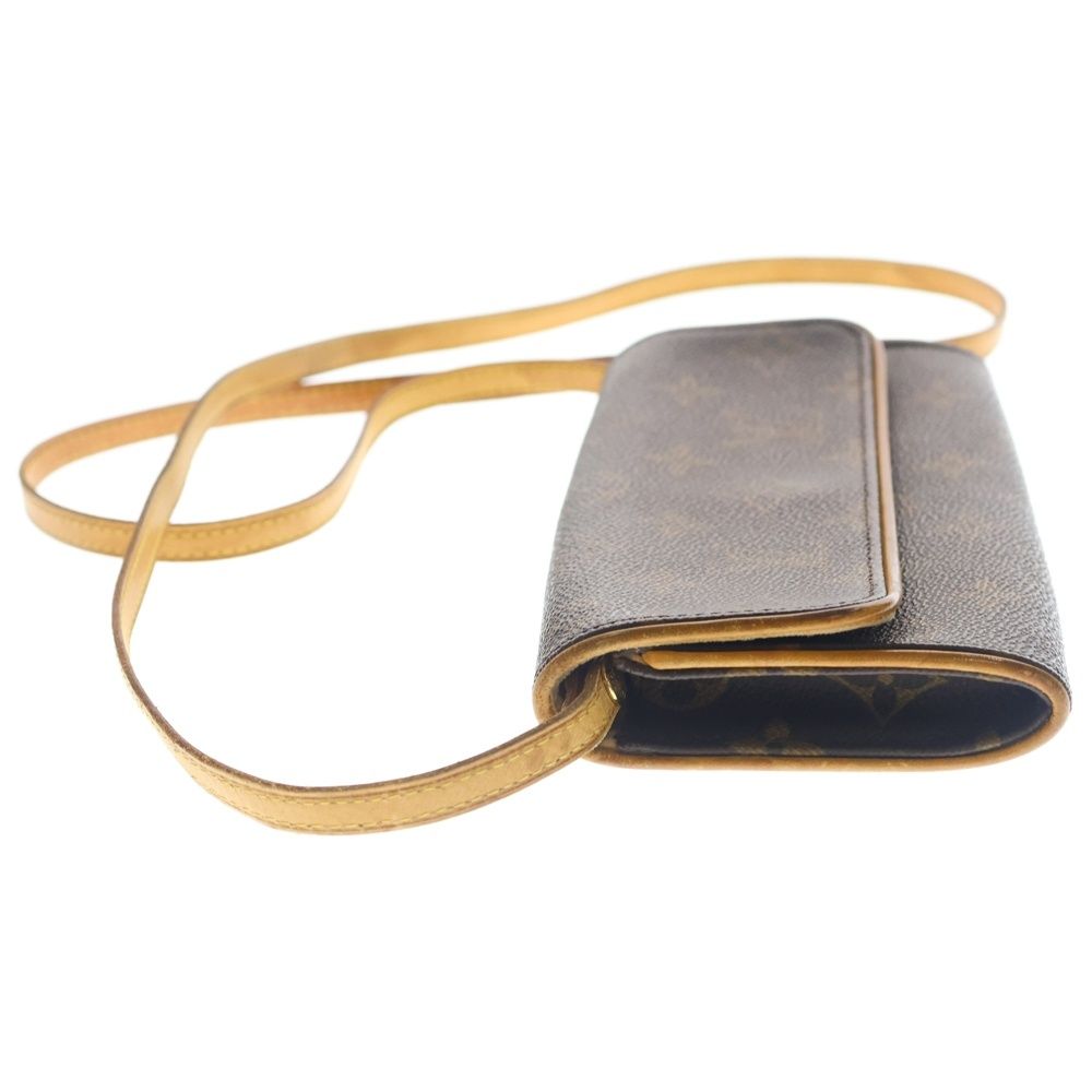 Louis Vuitton Monogram Pochette Twin PM Mini Shoulder Bag Brown Leather Gold — view 3