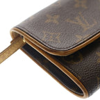 Louis Vuitton Monogram Pochette Twin PM Mini Shoulder Bag Brown Leather Gold — view 6