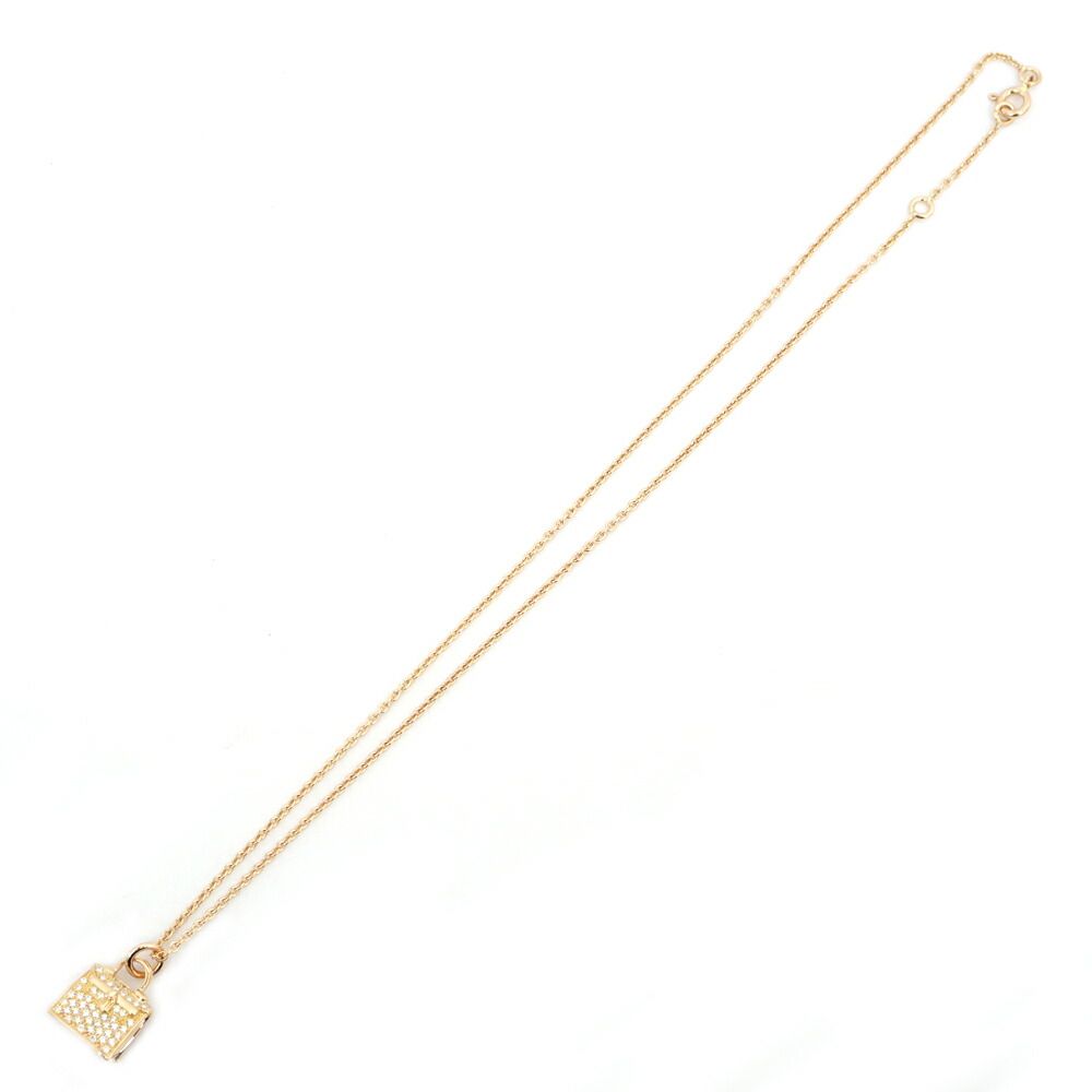 Hermes Kelly Amulet Necklace Diamond Pink Gold Pendant 18k — view 8