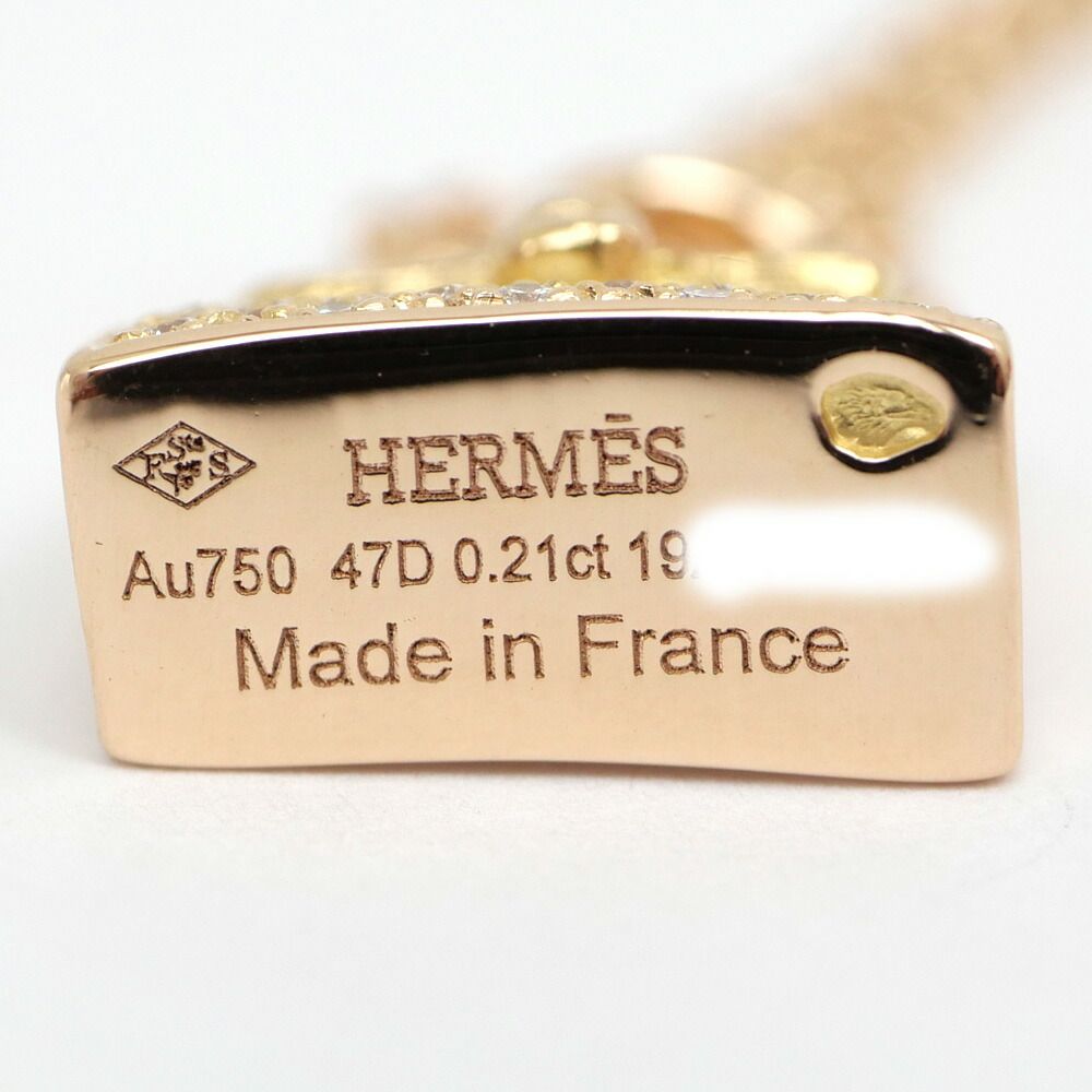 Hermes Kelly Amulet Necklace Diamond Pink Gold Pendant 18k — view 6