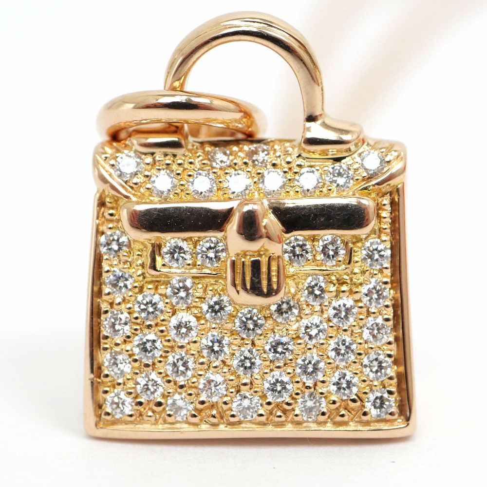 Hermes Kelly Amulet Necklace Diamond Pink Gold Pendant 18k — view 2