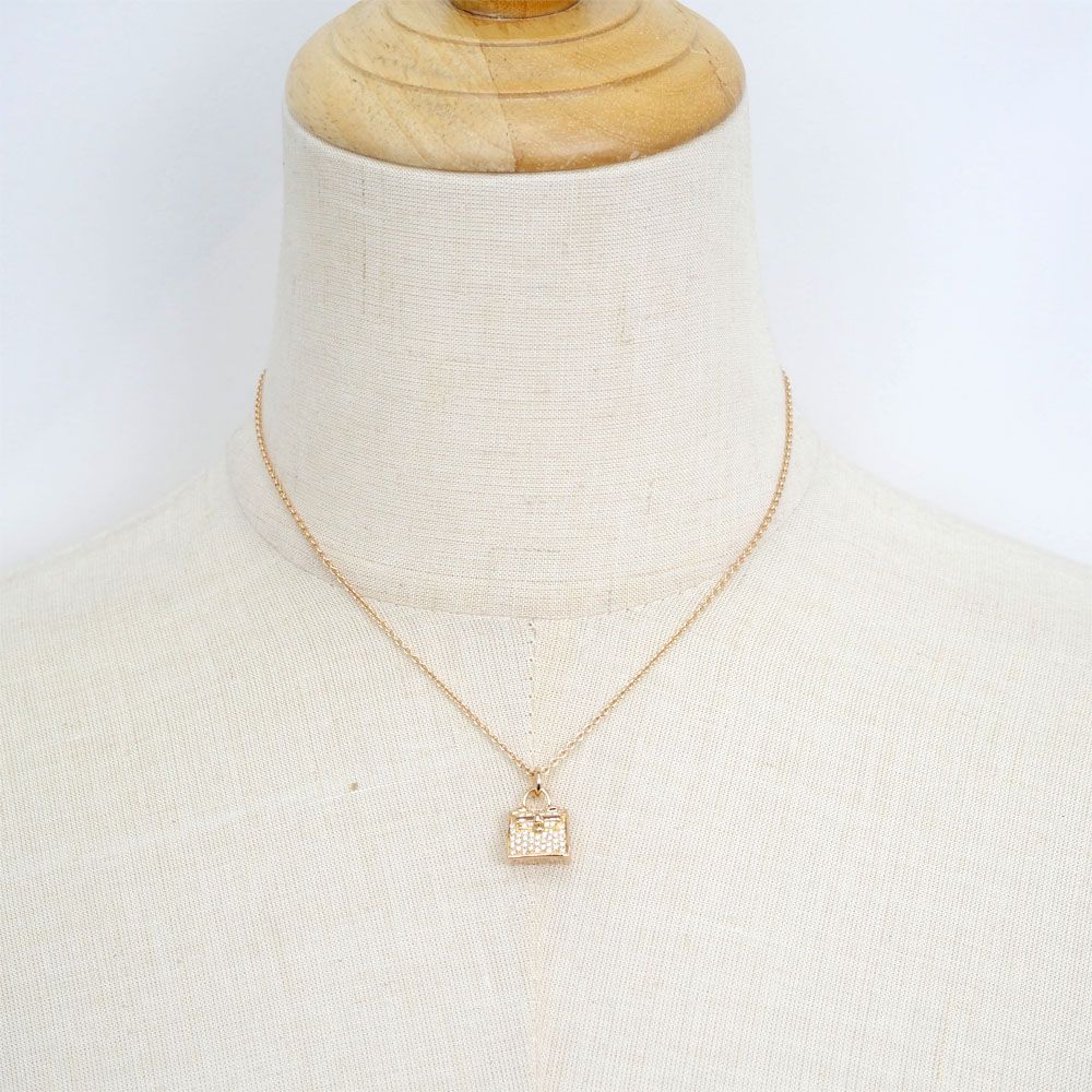 Hermes Kelly Amulet Necklace Diamond Pink Gold Pendant 18k — view 9