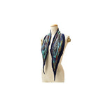 Hermes Scarf Pleated Carre Shawl Diamond Twill Tropical Fish Marine Blue — view 8