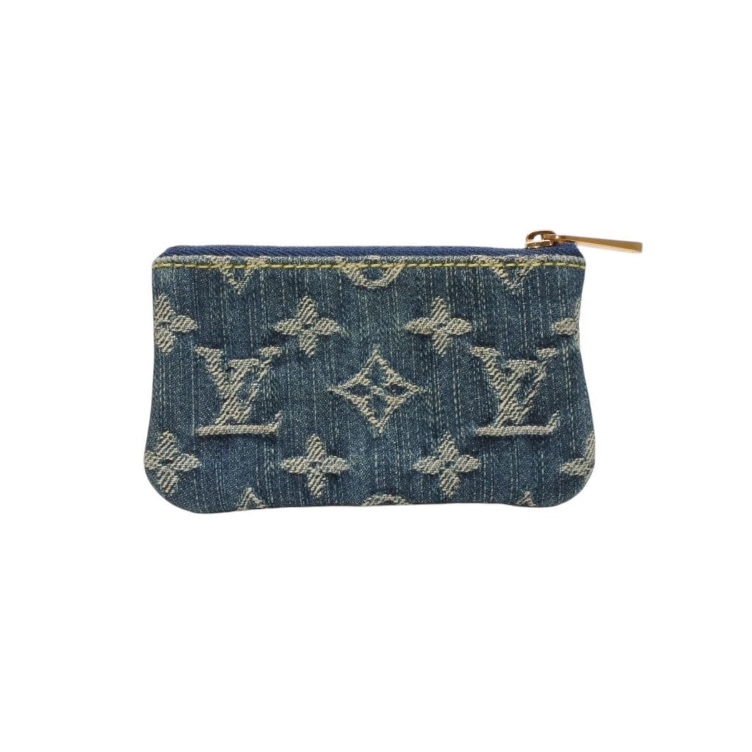 Louis Vuitton Monogram Denim Pochette Cles Coin Purse Blue — view 3