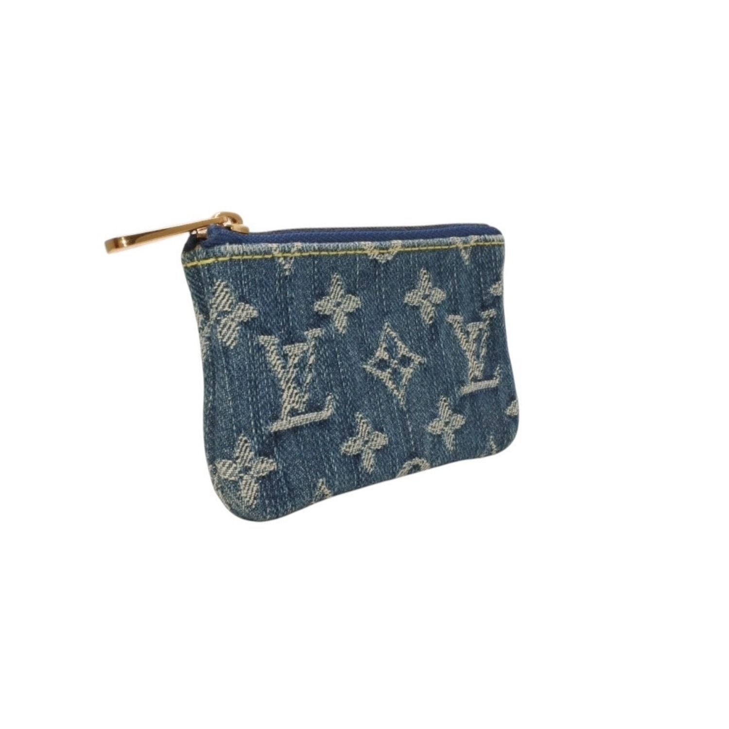 Louis Vuitton Monogram Denim Pochette Cles Coin Purse Blue — view 4