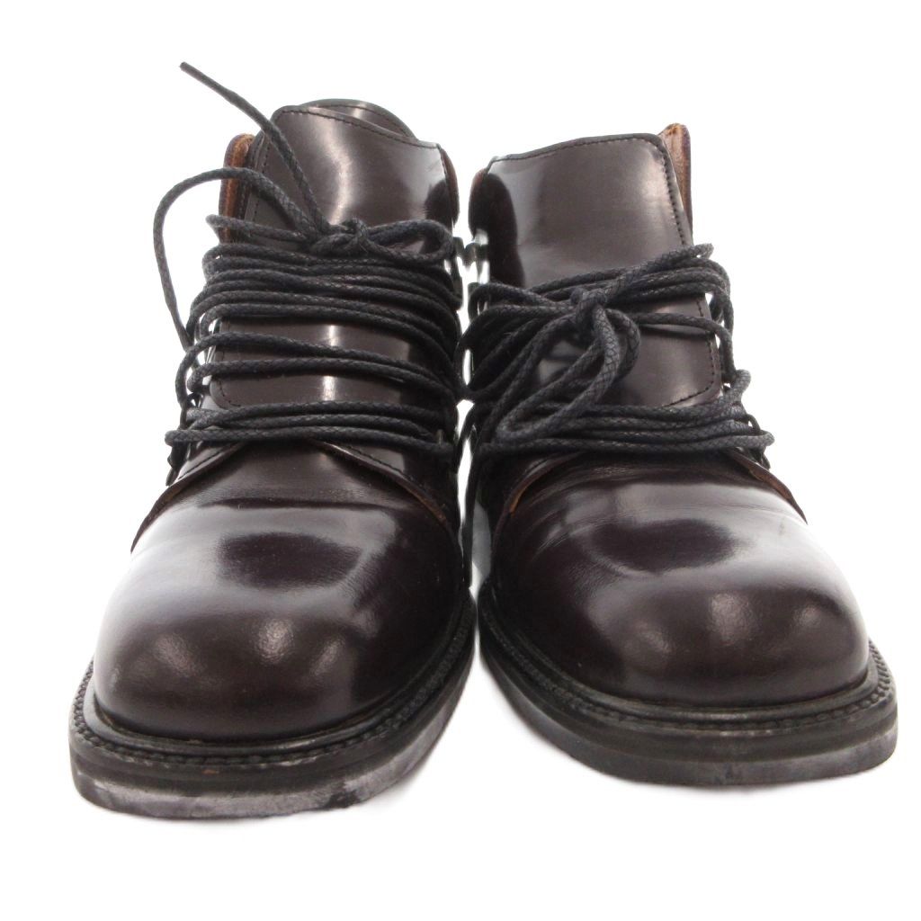 Gucci Short Boots Lace Up Logo Suede Leather Square Toe 37.5 Brown — view 4