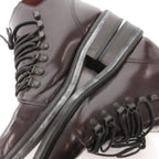Gucci Short Boots Lace Up Logo Suede Leather Square Toe 37.5 Brown — view 8