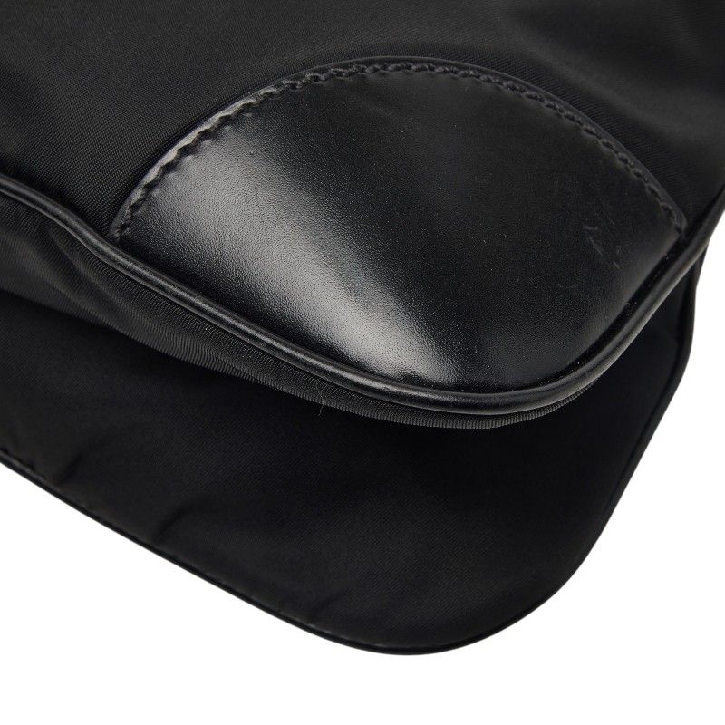 Prada Tessuto Crossbody Shoulder Bag Black Nylon Leather — view 6