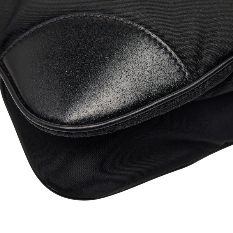 Prada Tessuto Crossbody Shoulder Bag Black Nylon Leather — view 7