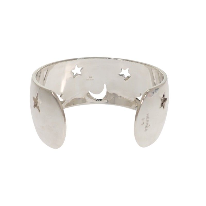 Hermes Moon Star Bangle Bracelet Vintage 925 Sterling Silver — view 4