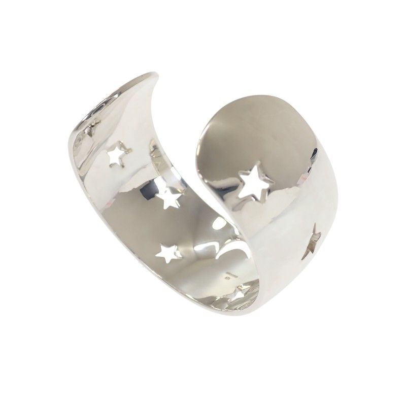 Hermes Moon Star Bangle Bracelet Vintage 925 Sterling Silver — view 6