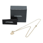 Chanel CC Logo Heart & Aro Rhinestone Pendant Necklace Gold Pink Plated Enamel — view 7