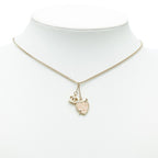 Chanel CC Logo Heart & Aro Rhinestone Pendant Necklace Gold Pink Plated Enamel — view 6