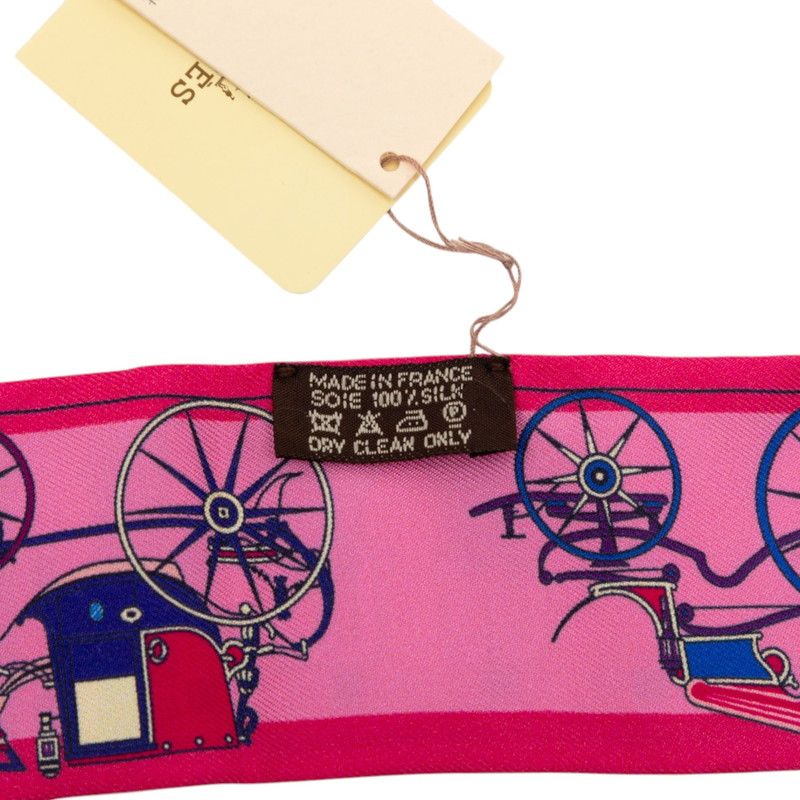 Hermes Twilly les Voitures Nouvelle Evolution of the Carriage Scarf Pink — view 4