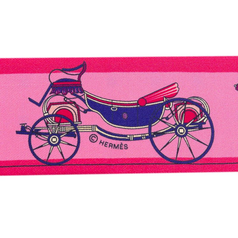Hermes Twilly les Voitures Nouvelle Evolution of the Carriage Scarf Pink — view 5
