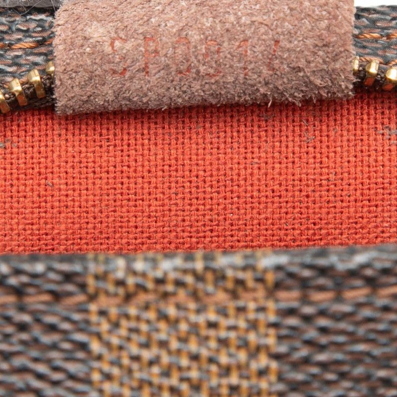 Louis Vuitton Damier Trousse Makeup Handbag Brown Leather — view 6