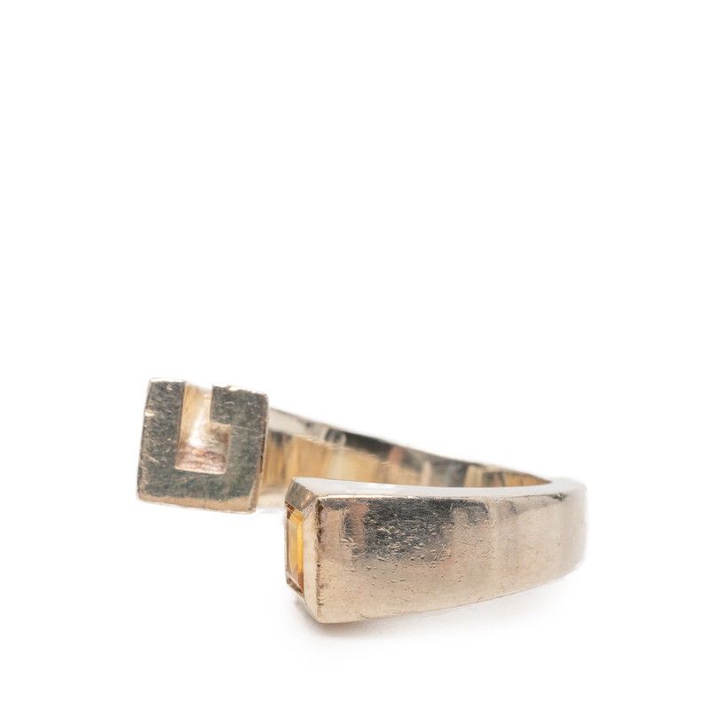 Gucci Spiral Ring Silver Yellow Stone — view 2