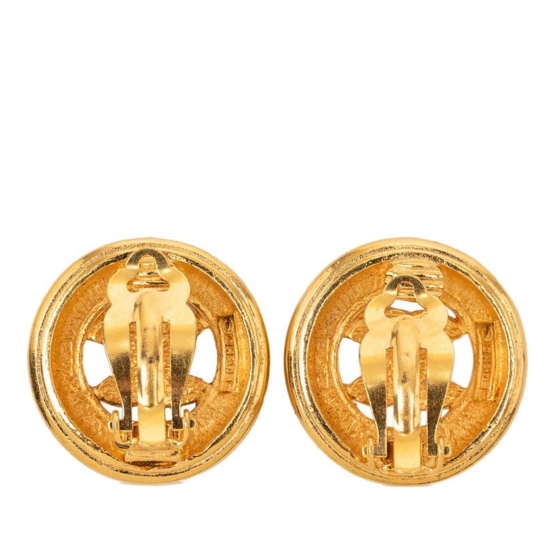 Chanel CC Logo Vintage Earrings Gold Plated — view 2