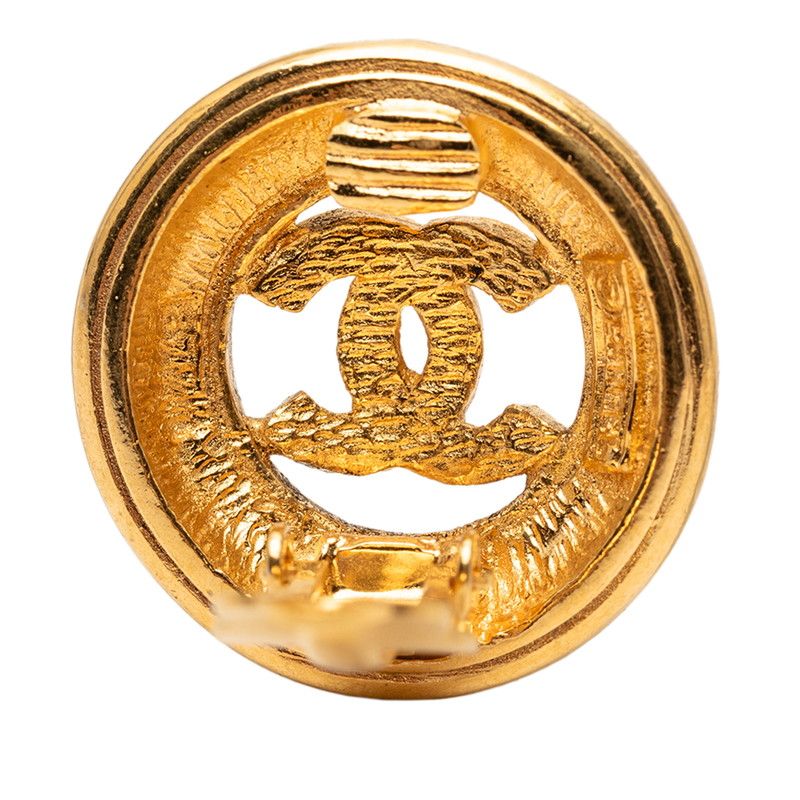 Chanel CC Logo Vintage Earrings Gold Plated — view 3