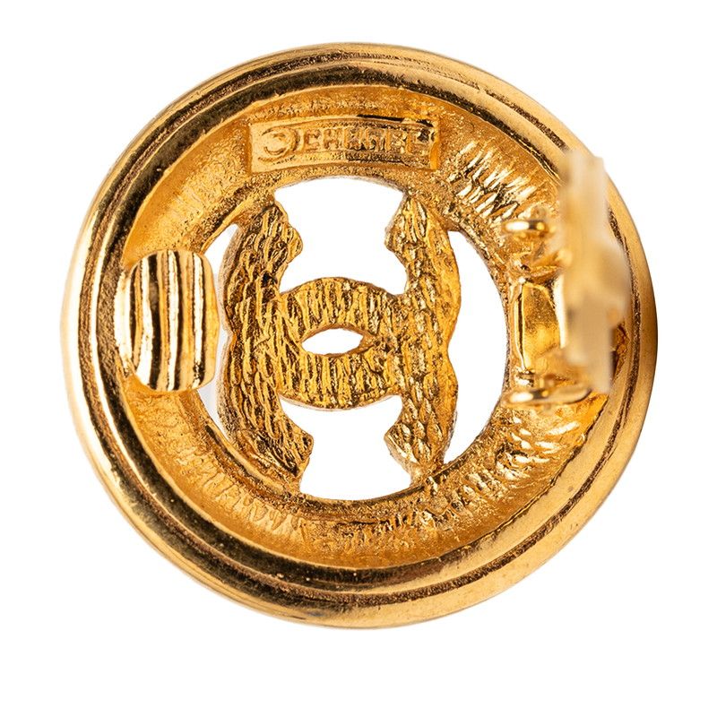 Chanel CC Logo Vintage Earrings Gold Plated — view 4