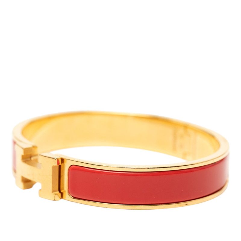 Hermes Click PM Bracelet Bangle Gold Red Plated — view 2