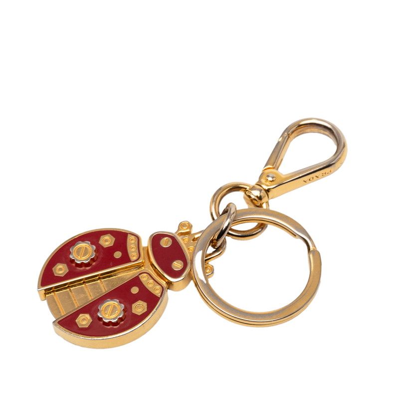 Prada Ladybug Motif Key Holder Charm Gold Plated Enamel — view 2