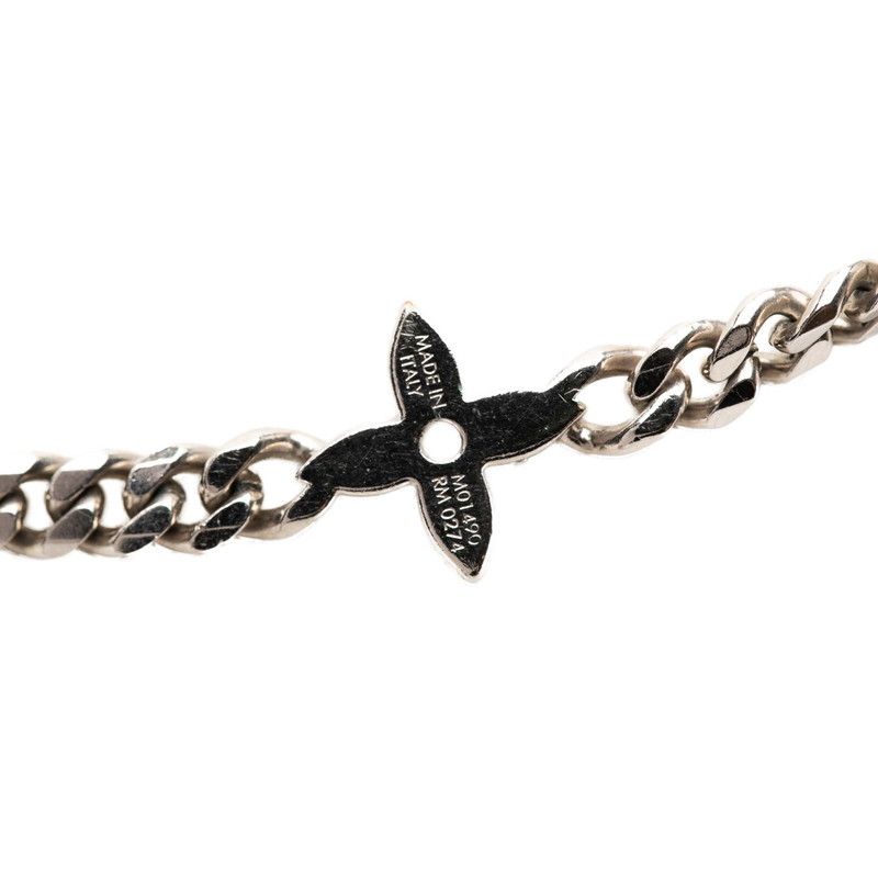 Louis Vuitton Necklace Monogram Low Flower Motif Chain Silver Metal — view 6