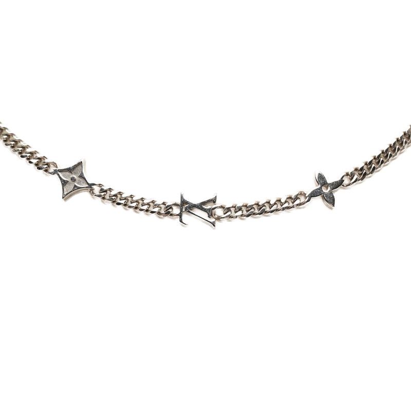 Louis Vuitton Necklace Monogram Low Flower Motif Chain Silver Metal — view 2
