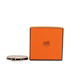 Hermes Belt Motif Bangle Silver Black Metal Leather Bracelet — view 6
