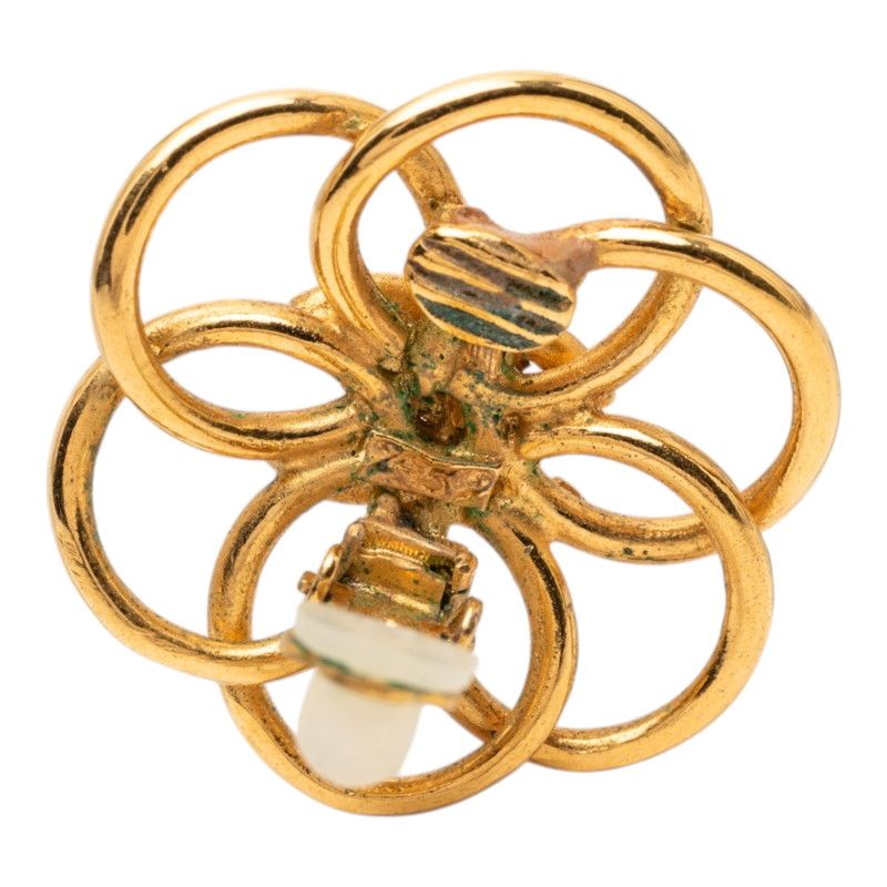 Chanel Flower Motif Earrings Gold Plated — view 3