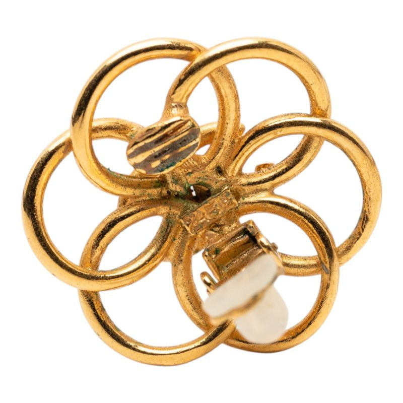 Chanel Flower Motif Earrings Gold Plated — view 4