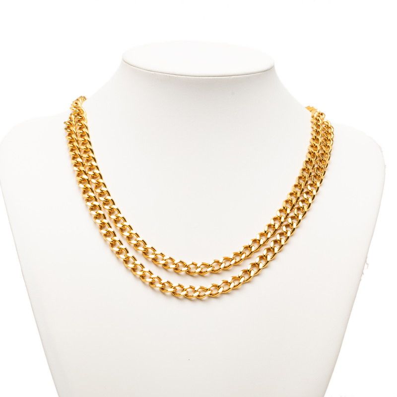Chanel Necklace Double Chain Gold Plated — view 5