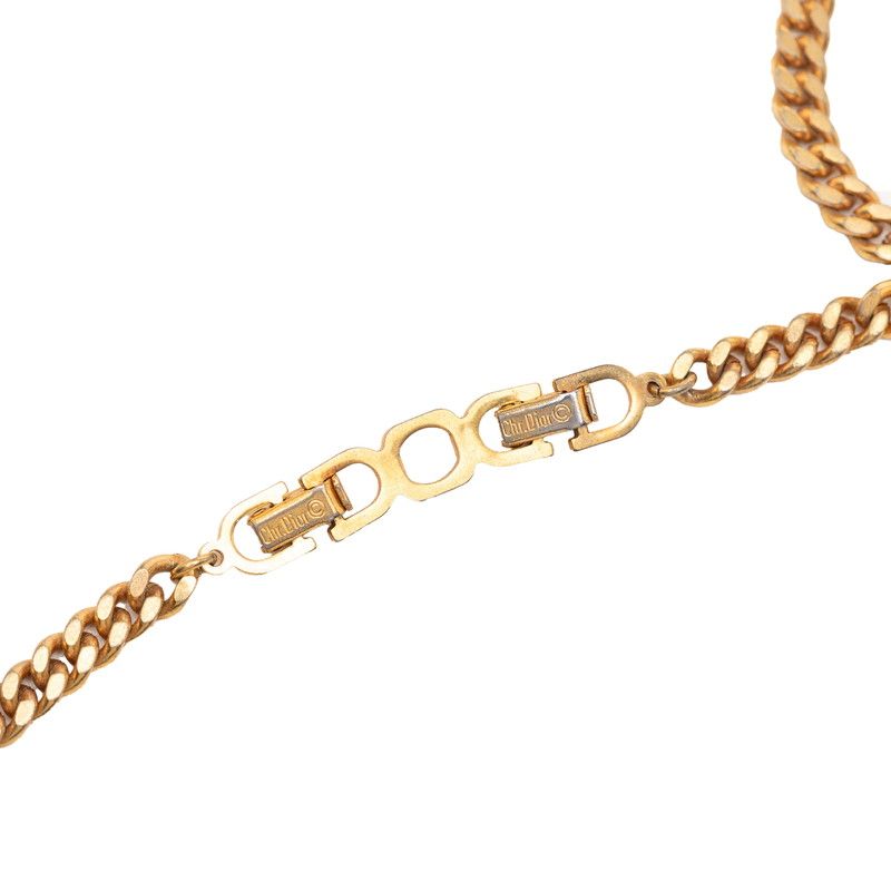 Dior CD Logo Rhinestone Necklace Gold Plated — view 4