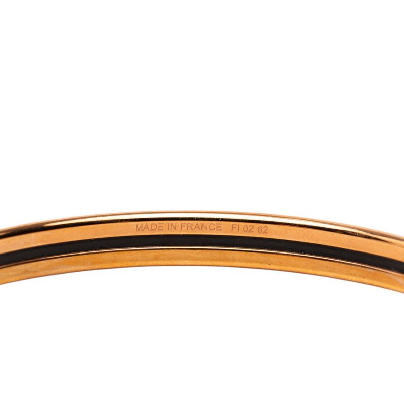 Hermes Enamel TPM Bangle Gold Black Plated Bracelet — view 6