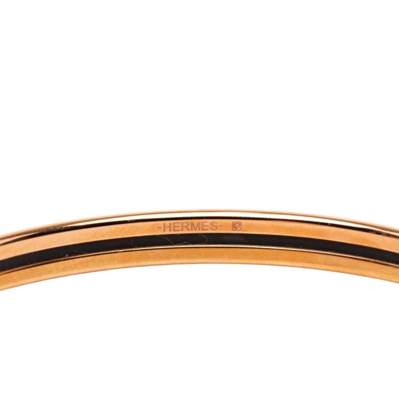 Hermes Enamel TPM Bangle Gold Black Plated Bracelet — view 5