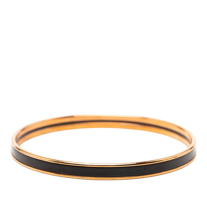 Hermes Enamel TPM Bangle Gold Black Plated Bracelet — view 3