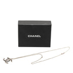 Chanel CC Logo Rhinestone Necklace Silver Black Metal — view 6
