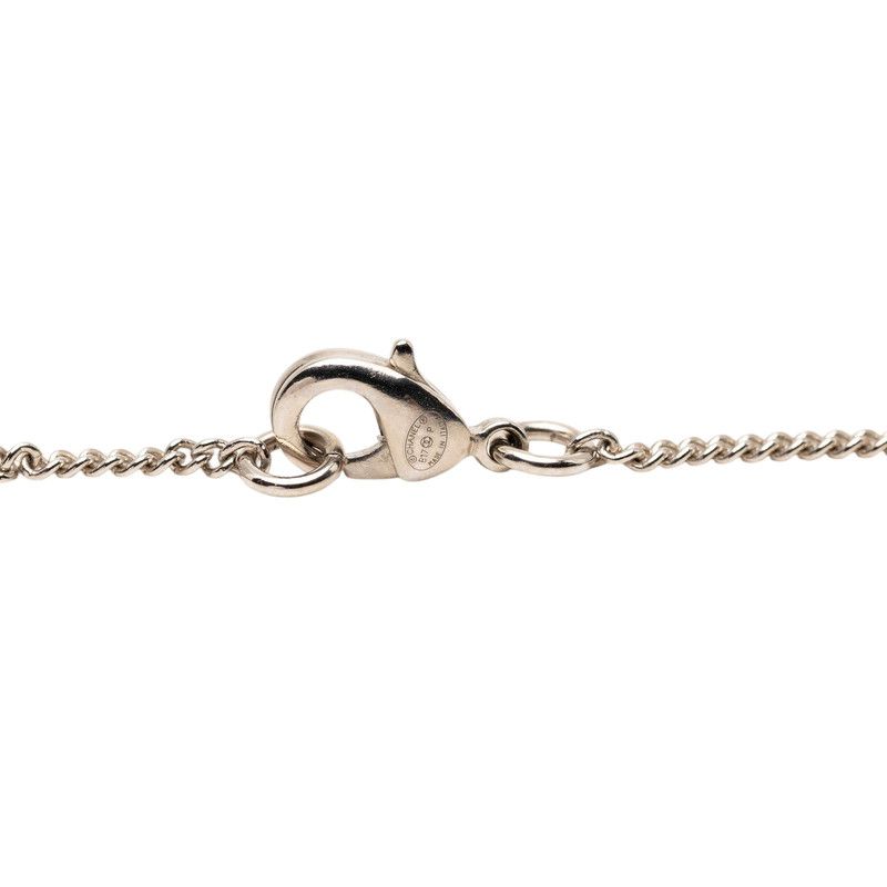 Chanel CC Logo Rhinestone Necklace Silver Black Metal — view 5