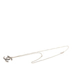 Chanel CC Logo Rhinestone Necklace Silver Black Metal — view 3