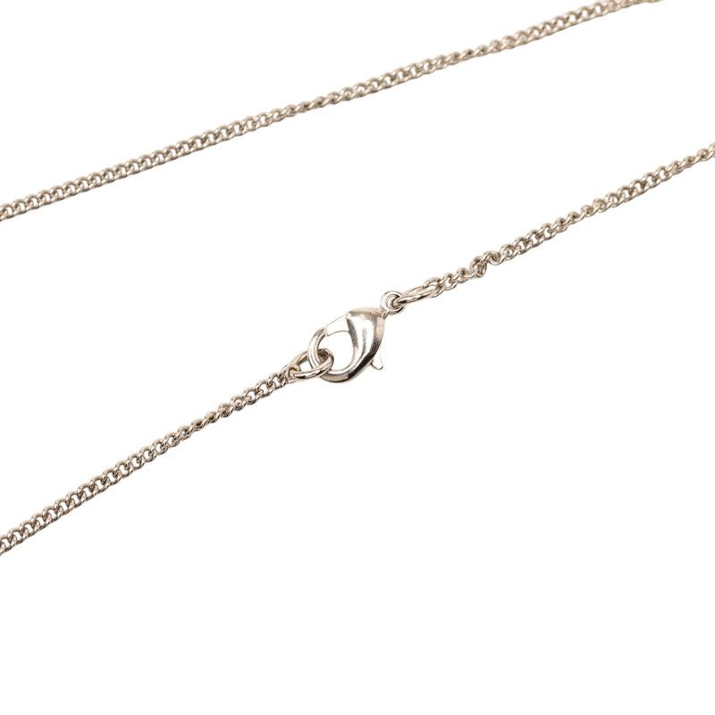 Chanel CC Logo Rhinestone Necklace Silver Black Metal — view 4