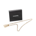 Chanel CC Logo Perfume Bottle Chain Pendant Necklace Gold Plated Faux Pearl — view 6