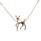Chanel CC Logo Deer Motif Chain Pendant Necklace Gold Plated Faux Pearl Line — view 2