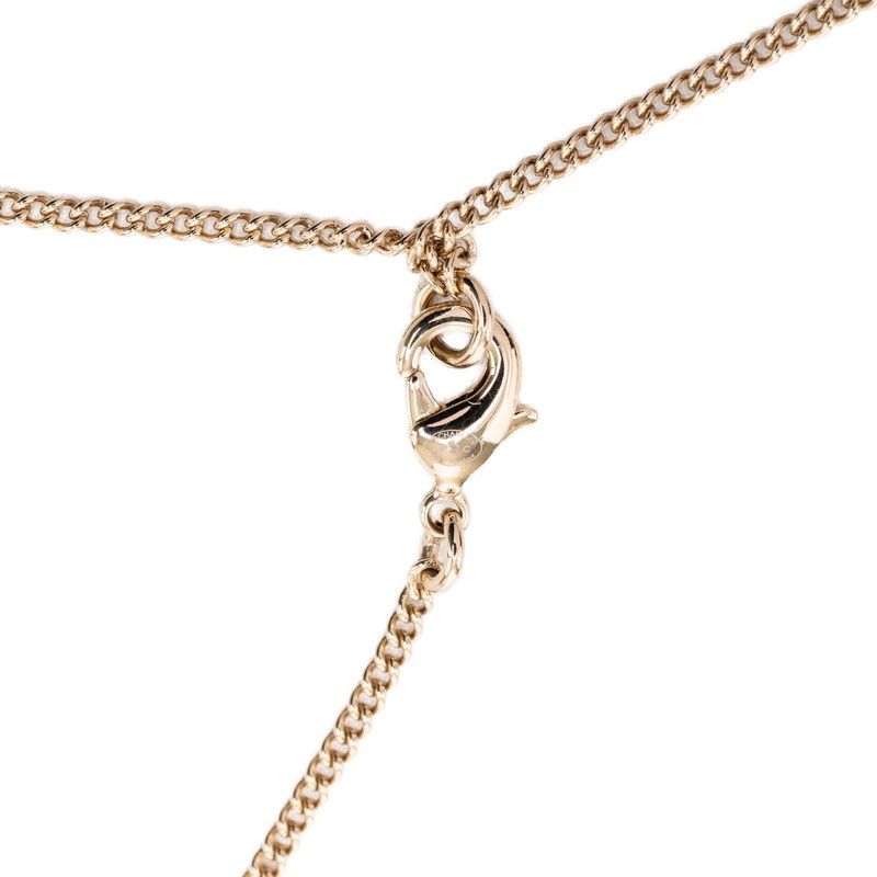 Chanel CC Logo Deer Motif Chain Pendant Necklace Gold Plated Faux Pearl Line — view 3