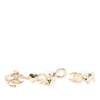 Chanel I Love CC Logo Heart Rhinestone Earrings Gold Pink Plated — view 2